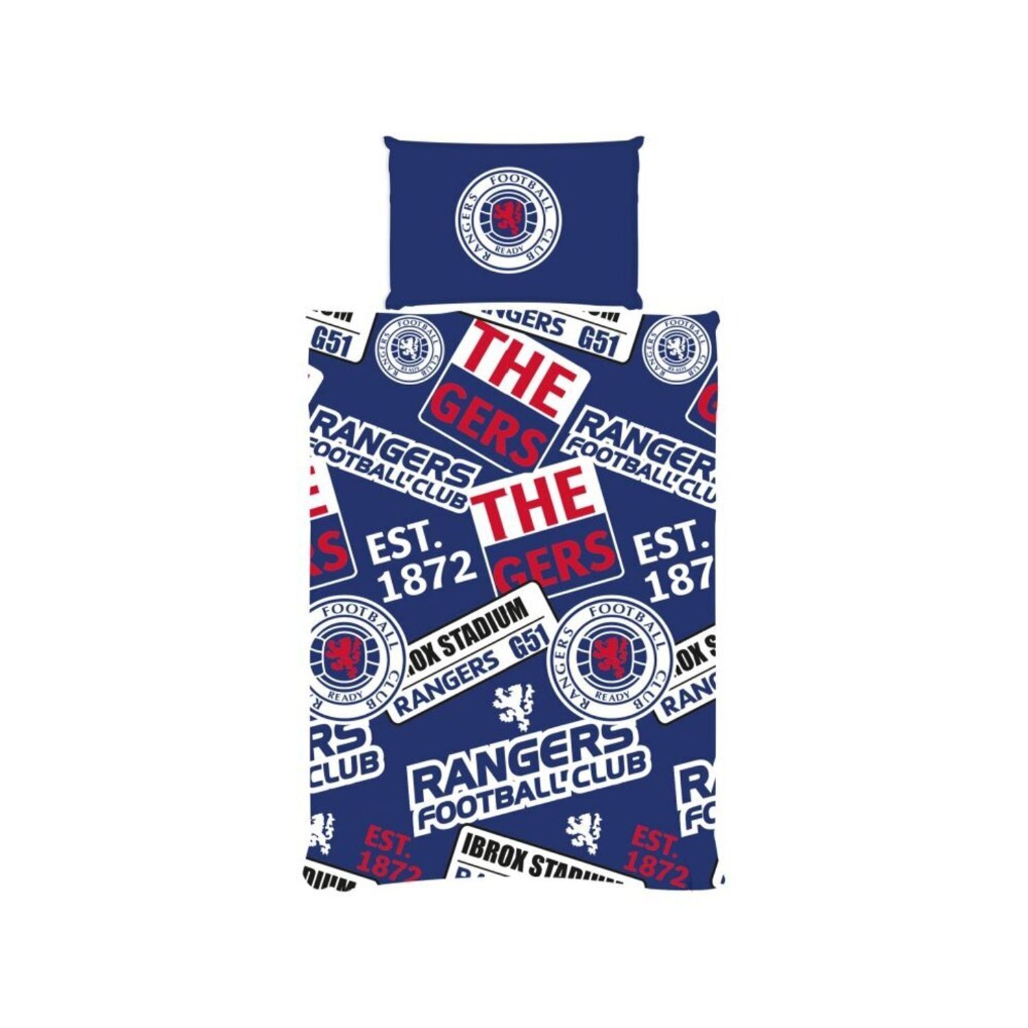 Rangers Fc Patches Duvet Cover Set - Blue/White/Red