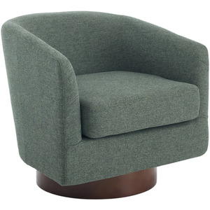 Swivel Upholstered Barrel Armchair with Padded Armrests