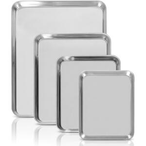 4 Piece Stainless Steel Baking Tray Set - 4 Sizes