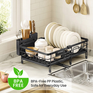 SONGMICS Dish Drainer Rack with Rotating Extendable Spout