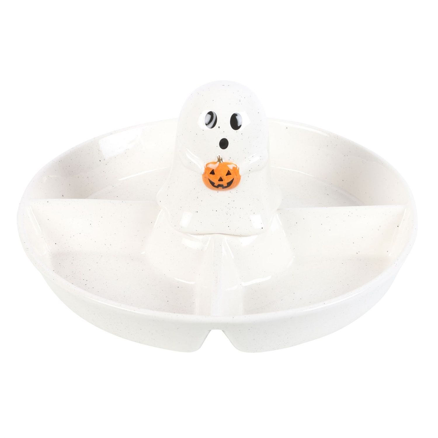 Something Different Chip & Dip Ghost Shaped Snack Dish - White/Black/Orange