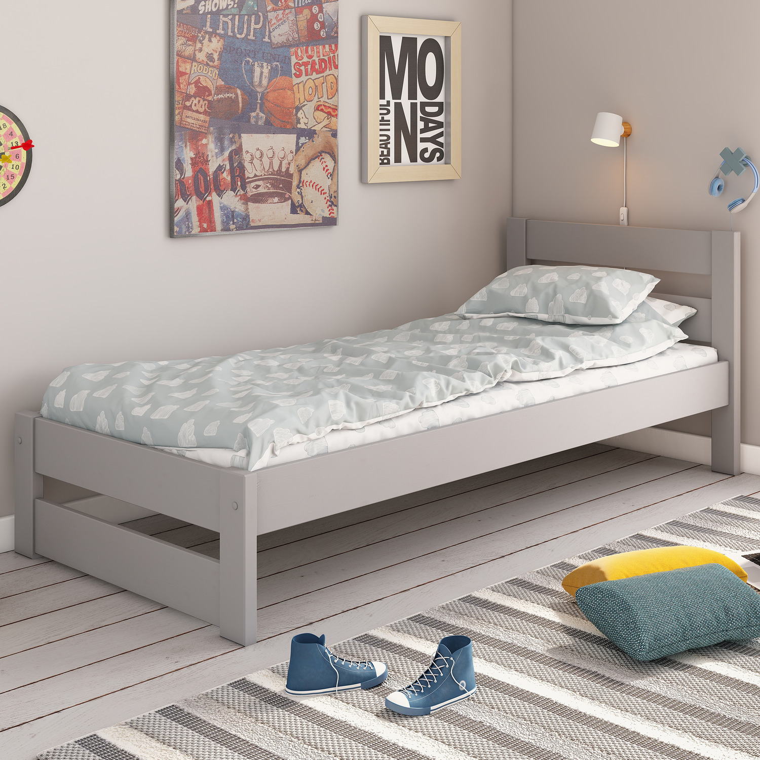 Noomi Tera Single Bed Grey - Grey