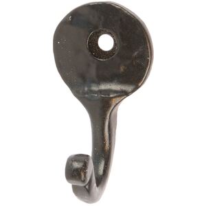 Hammered Round Plate Single Hook - W25mm x H45mm - Black - Pack of 10