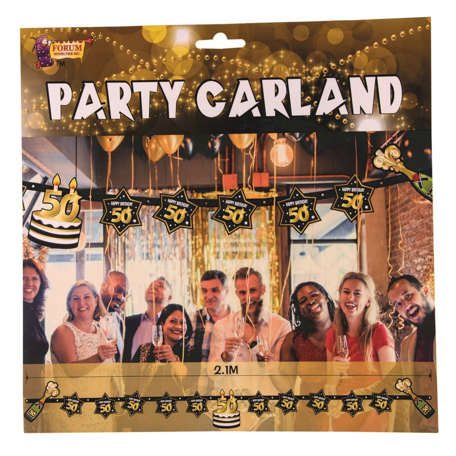 Bristol Novelty 50Th Birthday Party Garland - Black/Gold