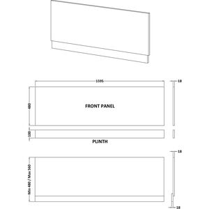 1600mm Front Bath Panel WhGL