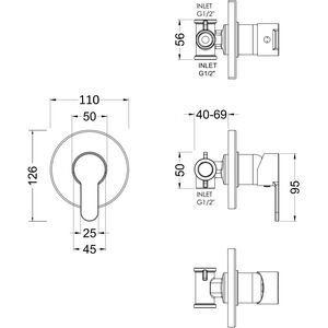 Balterley Consall Round Concealed Manual Shower Valve 1 Outlet - Chrome