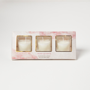 Rose Quartz Rose  Eucalyptus Crystal Scented Candle Set  Pack of 3