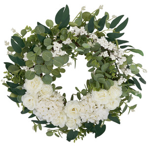 Lifeideas Artificial White Rose Eucalyptus Wreath