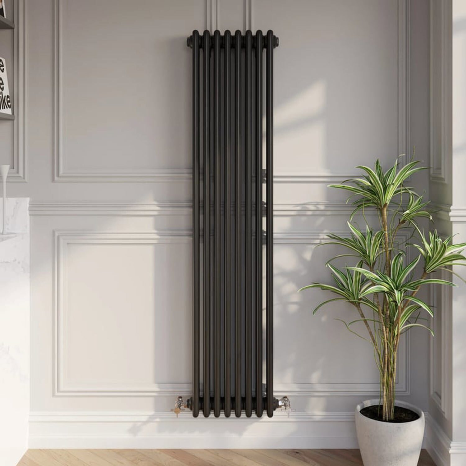 Temprazo Traditional Colosseum Double Bar Column Radiator Black 300 X 425Mm - Black / 380Mm / 1600Mm / 100Mm