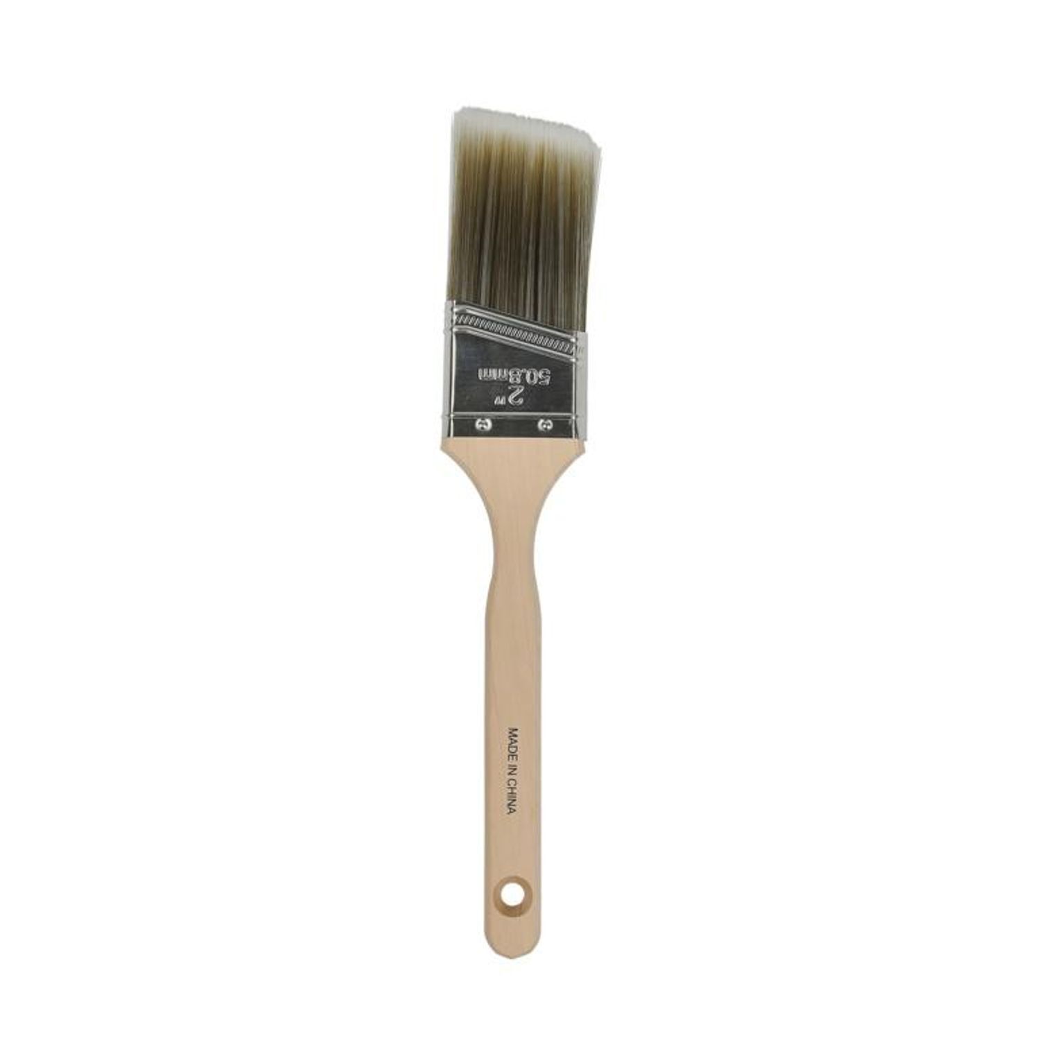 Supadec Wood Angled Paint Brush - Natural/Silver/Brown