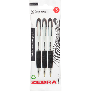 Pack of 3 Z-Grip Max Ballpoint Pens Black