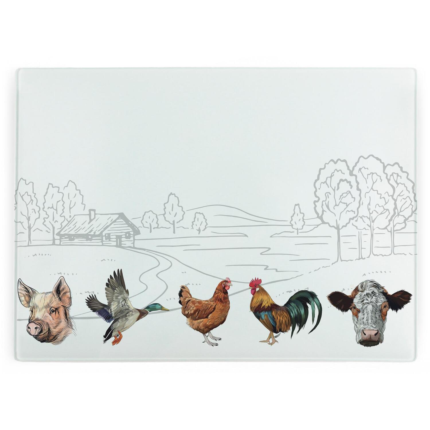 Image of Country Farm Animals Glass Chopping Board&hellip;