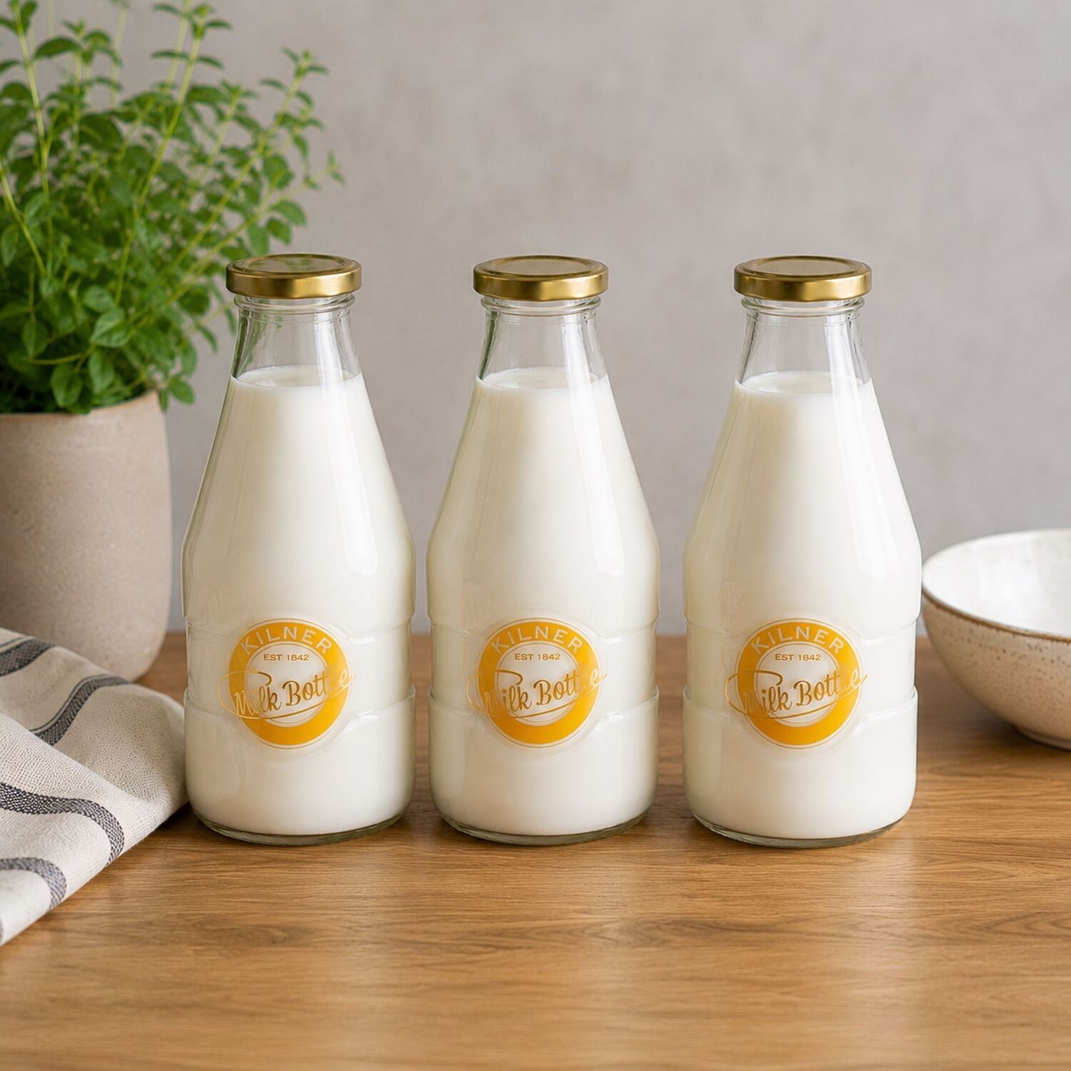 Image of 3x Kilner Glass Milk Bottle 1&hellip;