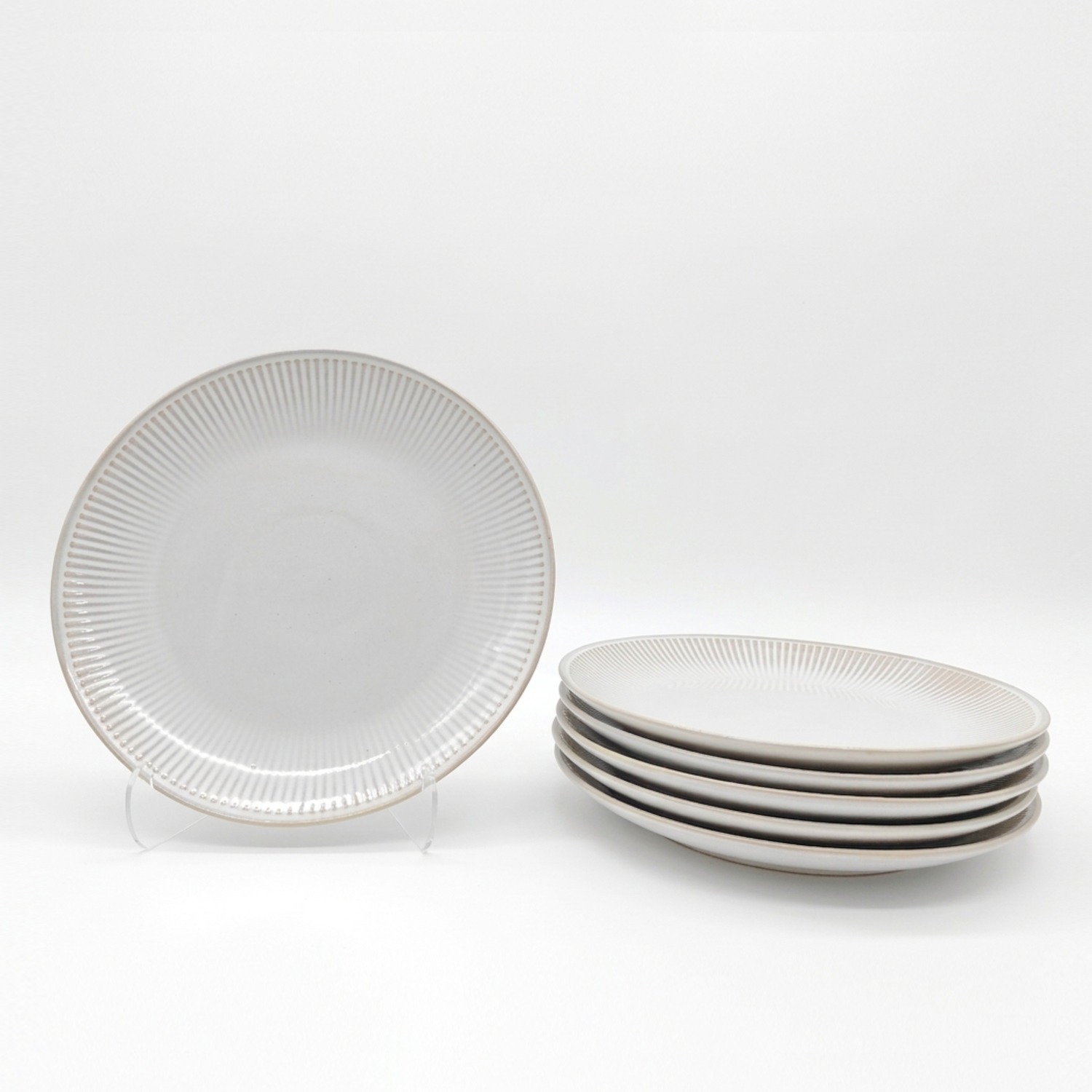 Image of Reactive Cream Glaze Dinnerware Dinner Plates&hellip;