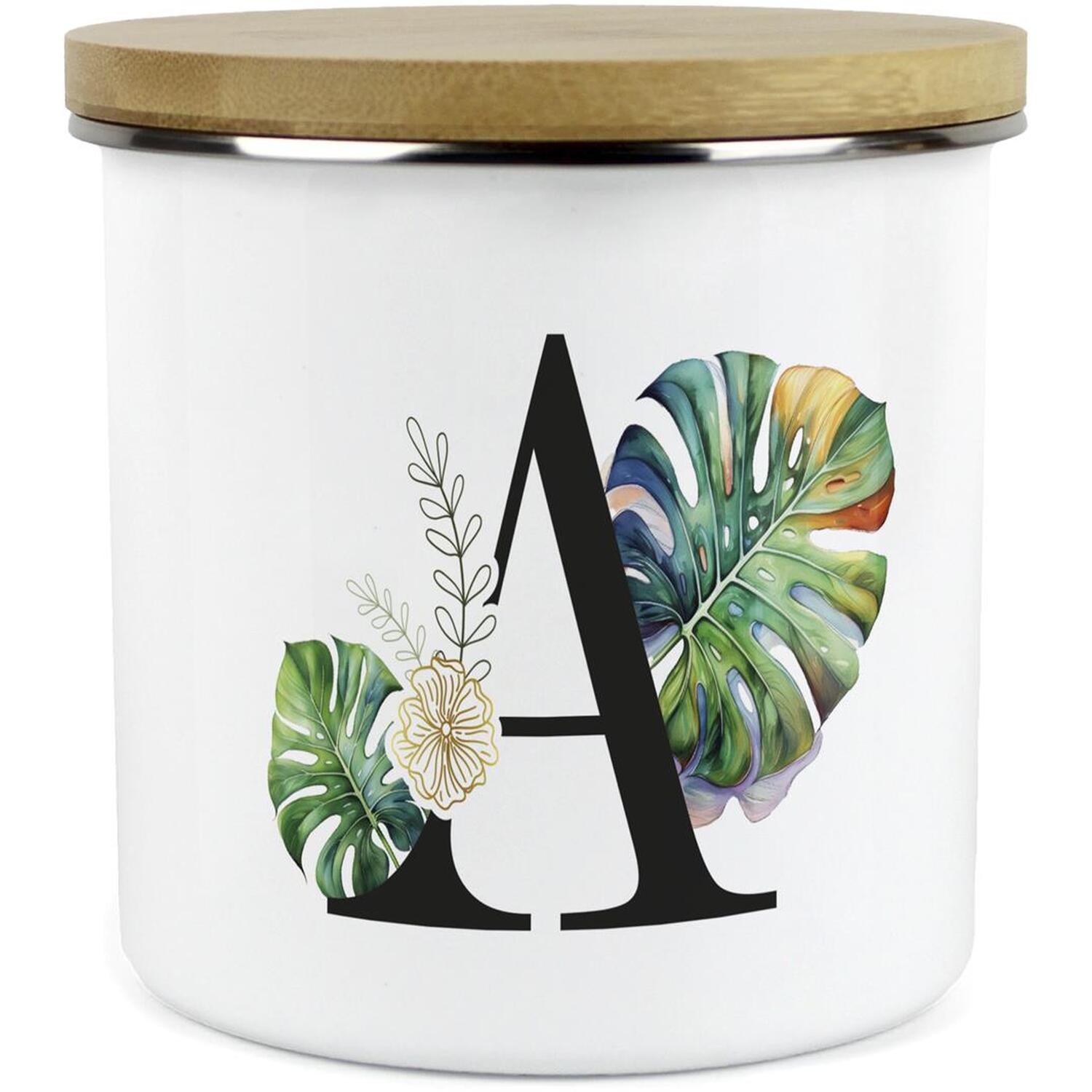 Purely Home Green & Gold Letter A Large Storage Canister