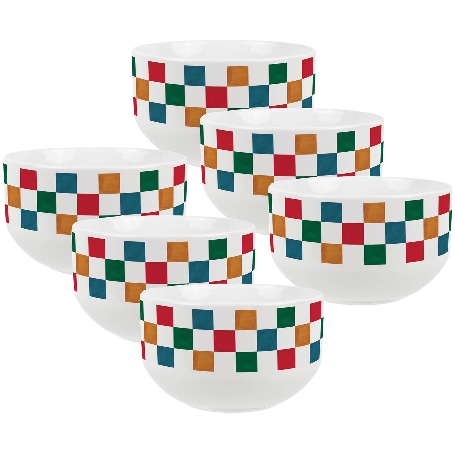 Image of Checkered Ceramic Bowl - Blue /&hellip;