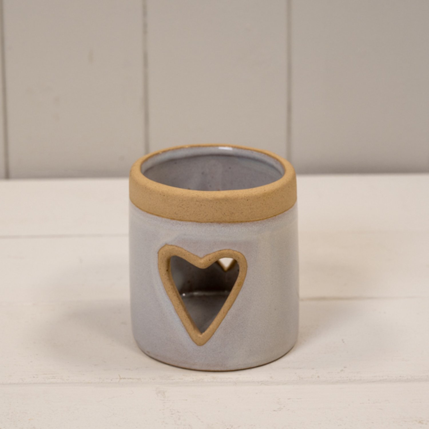 Cream Ceramic Heart Tealight Weight- - Cream