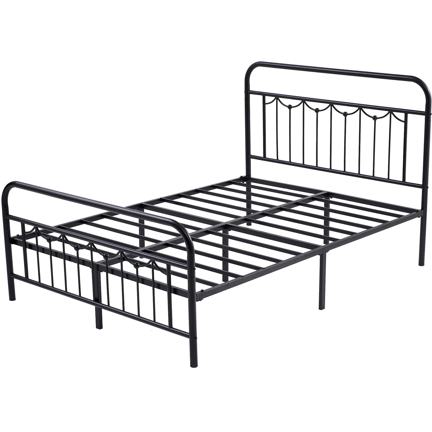 Mcc Direct Double 4Ft6 Black Metal Bed Frame With Headboard & Footboard Frankie - Black