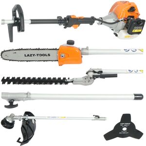 32.6cc 5-in-1 Petrol Garden Multi Tool - strimmer, brush cutter, hedge trimmer, pole chainsaw