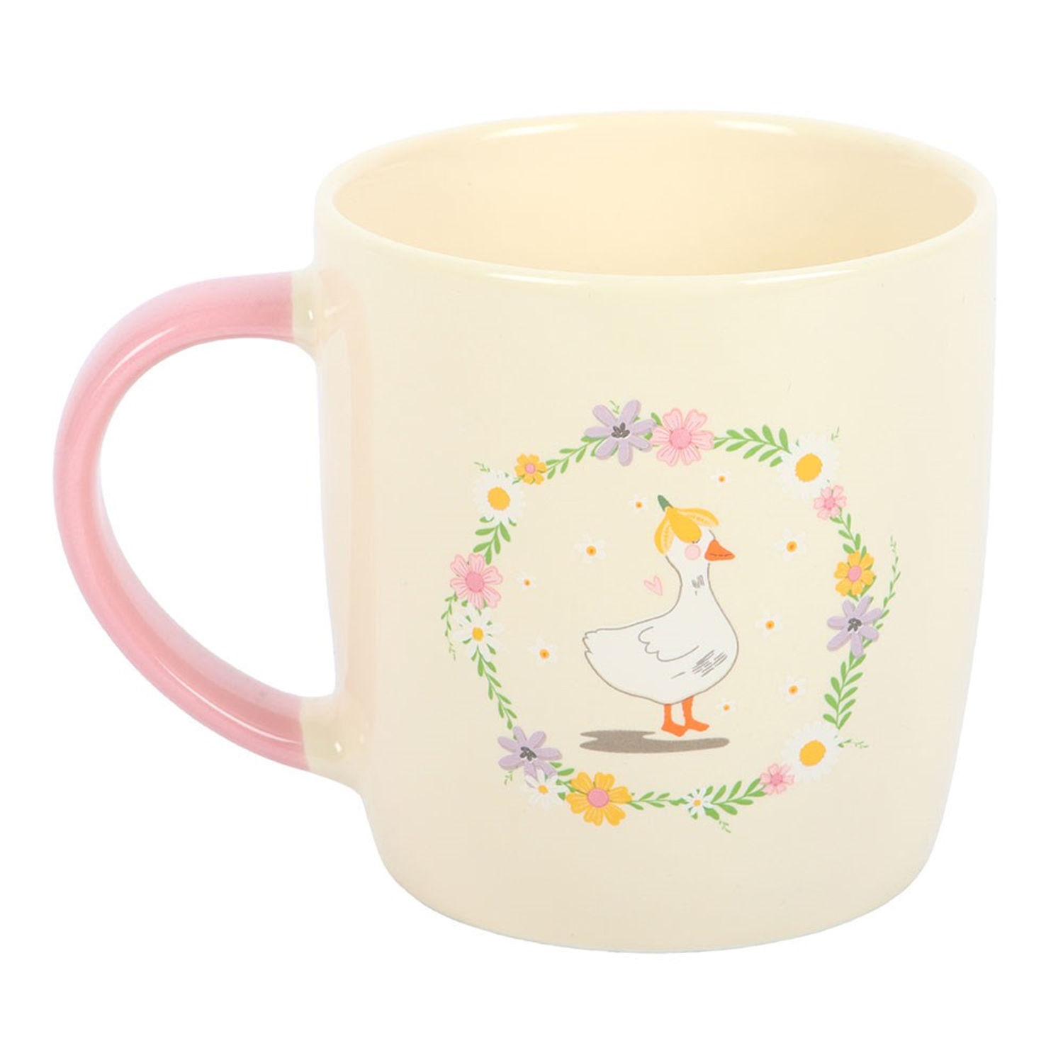 Something Different Floral Duck Mug - Cream/Pink