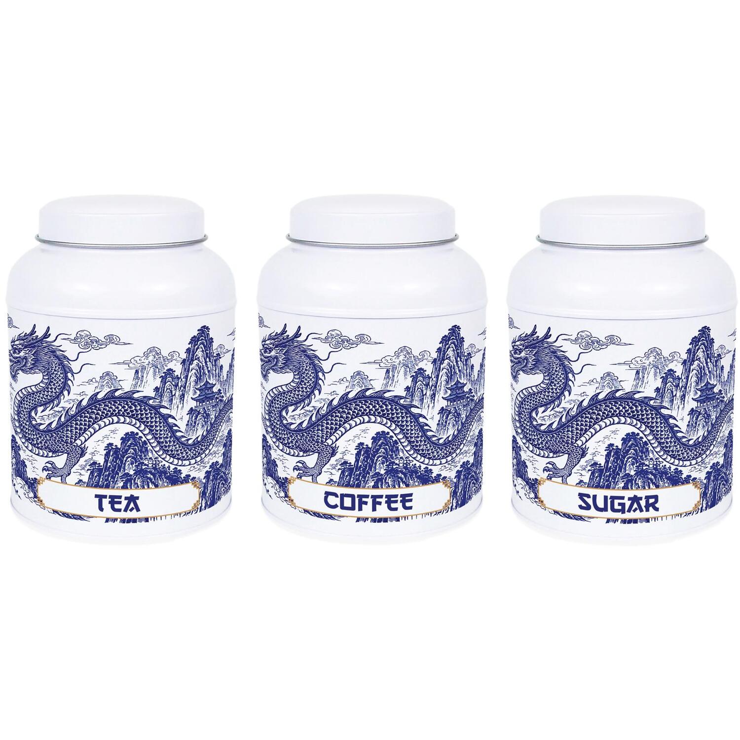 Purely Home Dragon Temple Coffee Canister - Small Domed Lid Kitchen Storage Tin - Tea, Coffee & S