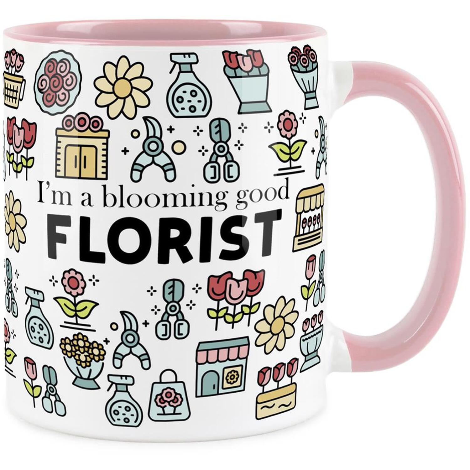 Purely Home Novelty Florist Pink Mug - Coffee/Tea Ceramic Cup Gift - Pink