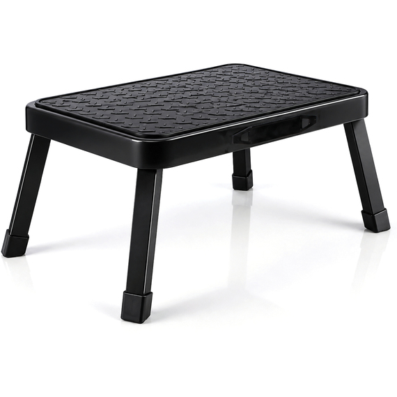 Folding Step Stool Premium Heavy-Duty Steel Black