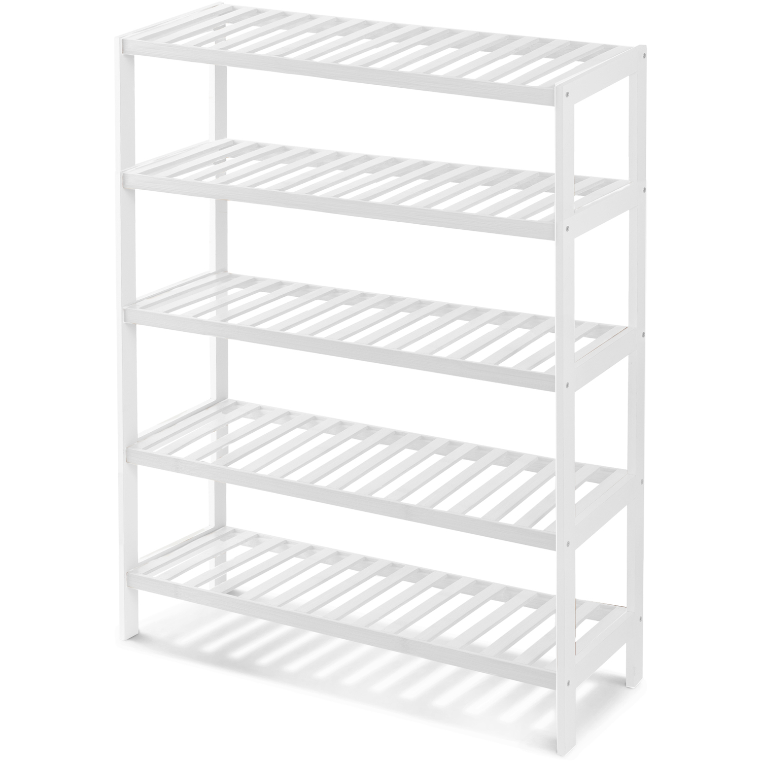 Keplin 5 Tier Natural Bamboo Shoe Rack - White/White