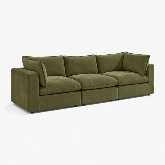 Echo Linen-Look Fabric 3 Seater Modular Sofa