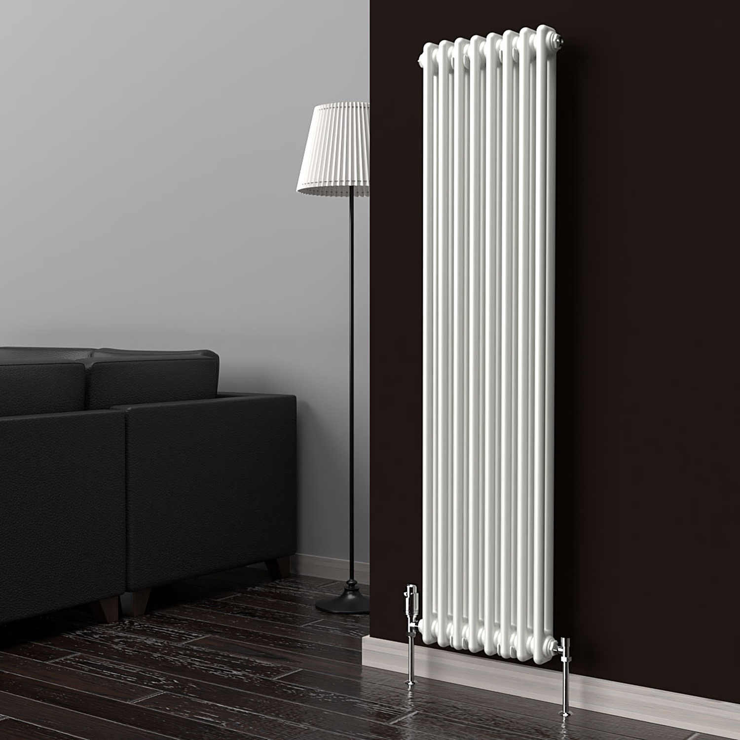 B&Q - White Vertical 2 Column Traditional Radiator 1500mm (H) X 380mm (W) - Image 2