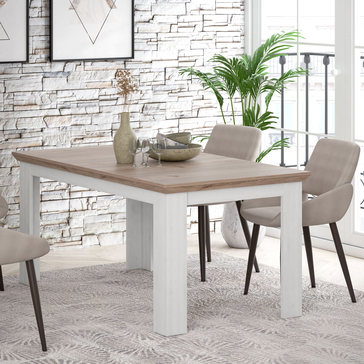B&Q -  Illoppa Dining Table Extended In Oak Nelson/snowy Oak - Image 6