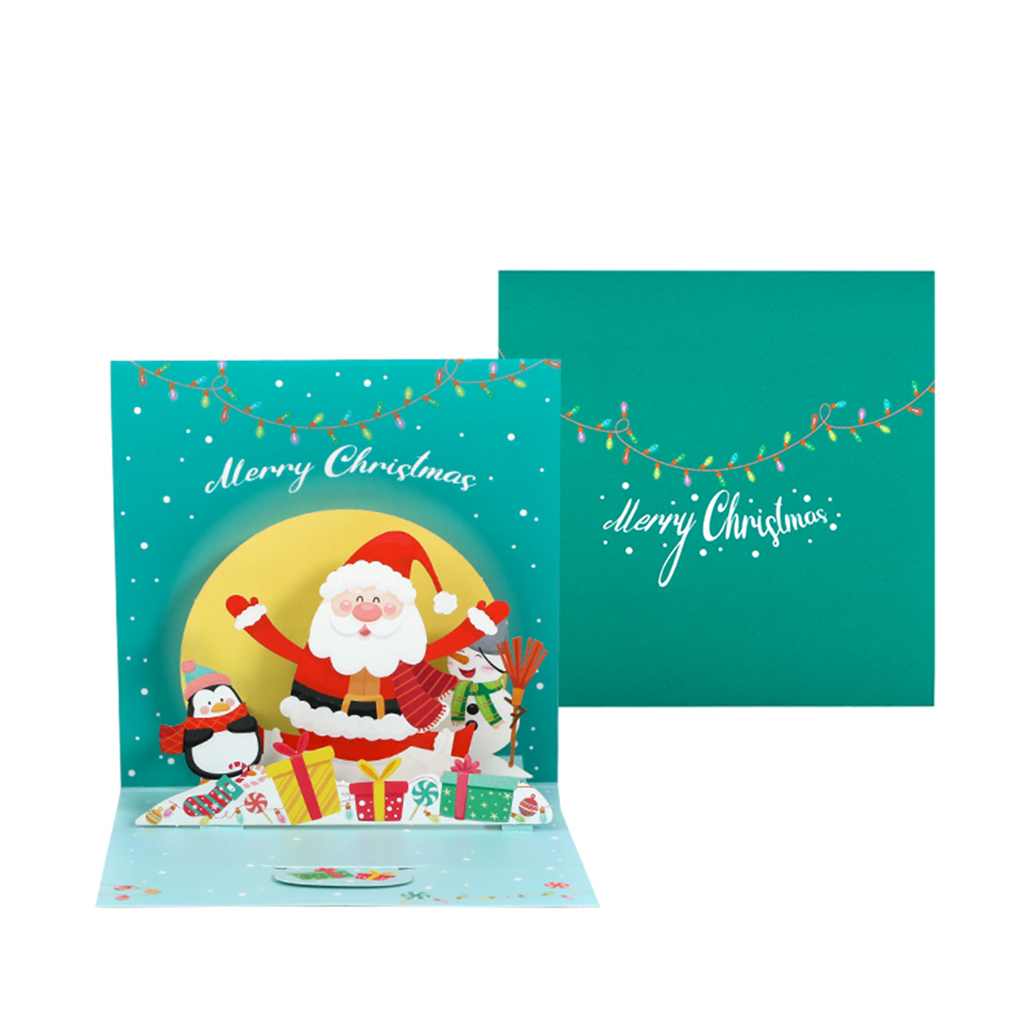 Brightfeel Santa & Friends Merry Moments Green 3D Pop Up Christmas Card - White