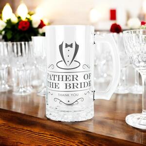 Father of the Bride Glass Tankard Stein - Wedding Party Gifts