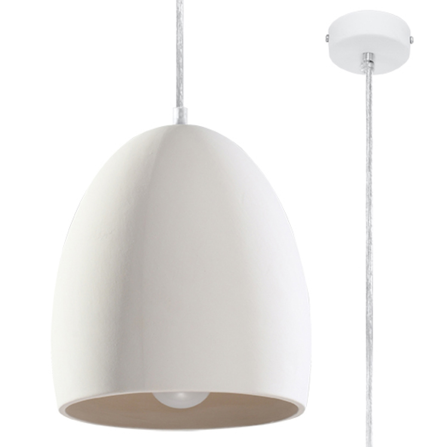 B&Q - Luminosa Flawiusz Dome Ceramic Pendant Light White E27 - Image 2