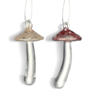 A Pair of Festive Mushrooms Hanging Christmas Decorations