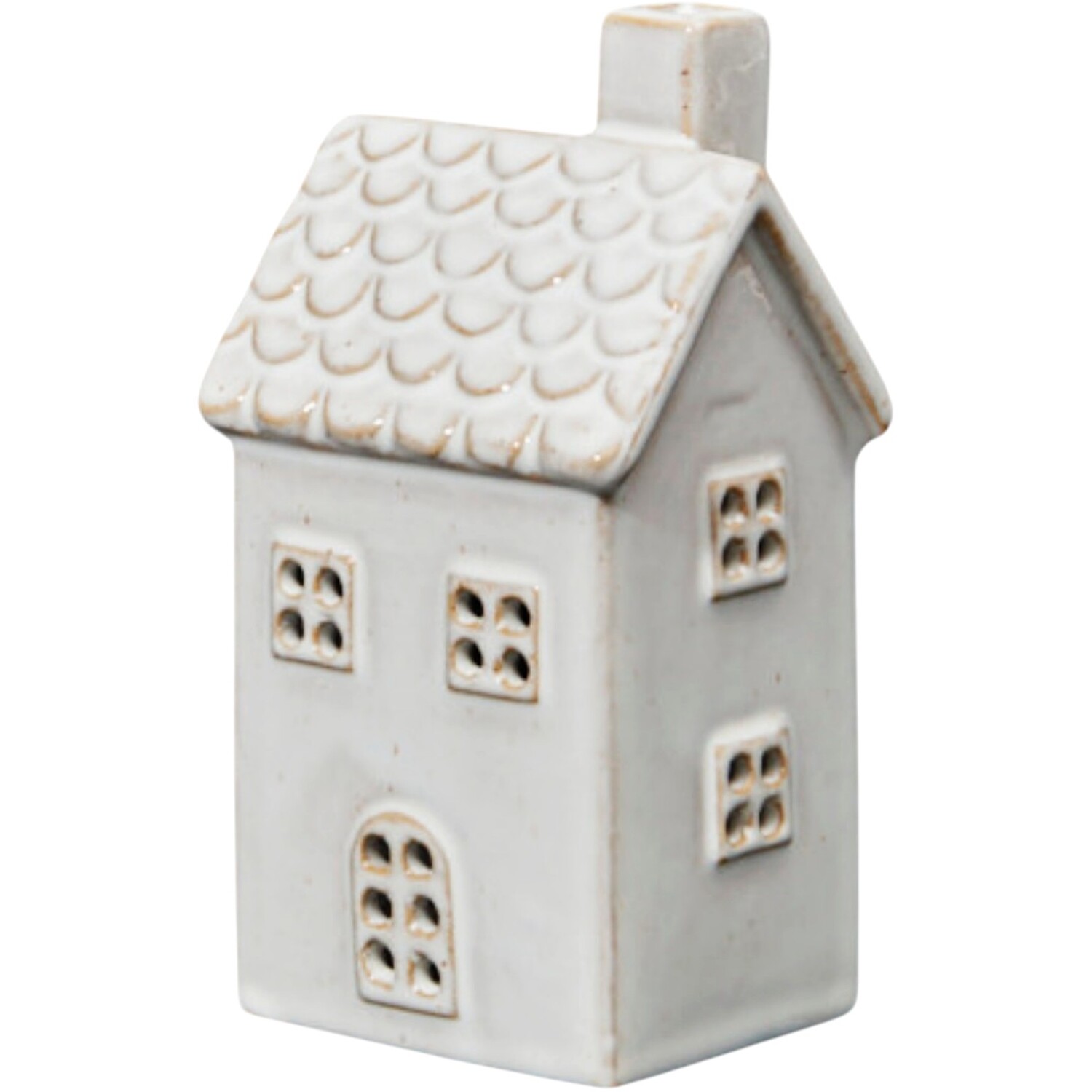 Four Candle Ceramic House Tealight Holder A - White