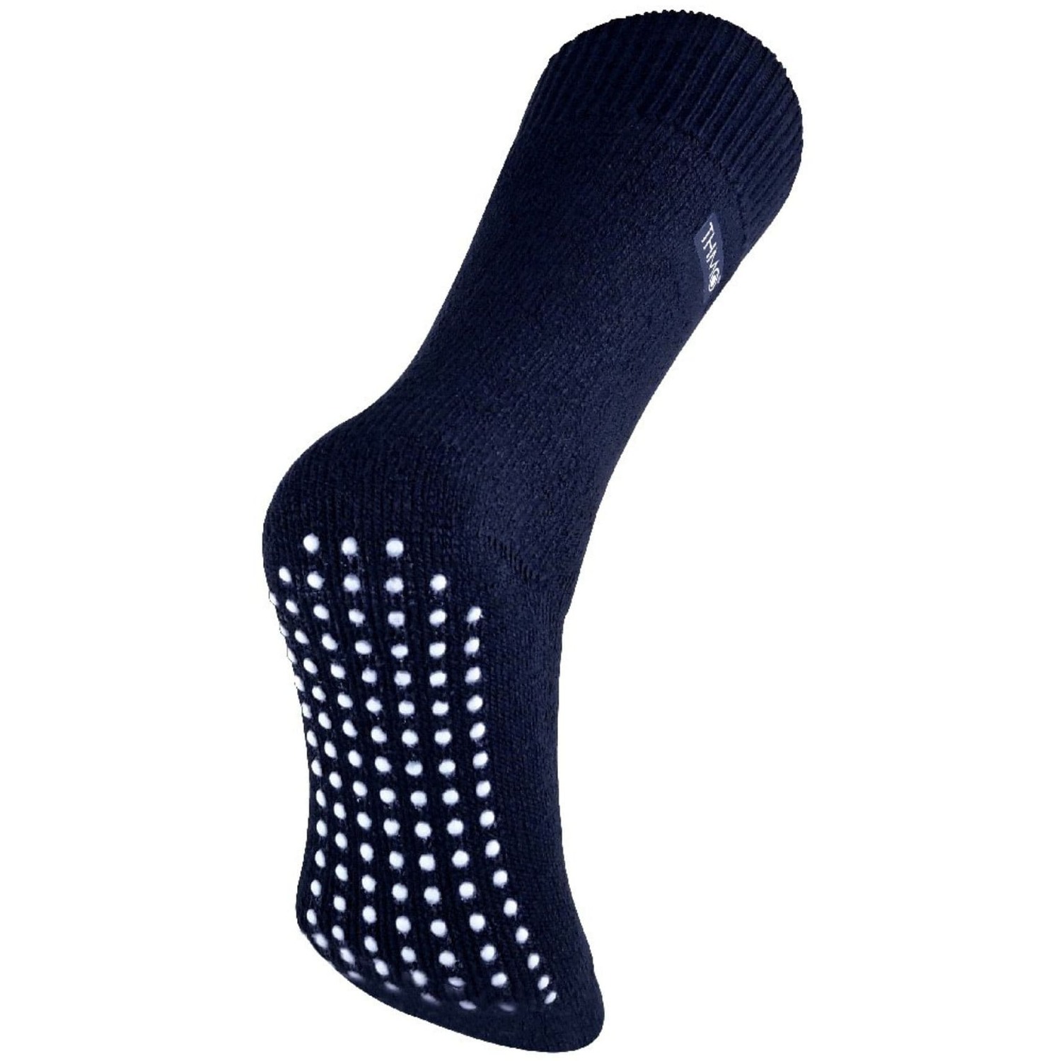 Thmo Men's Navy Thermal Indoor Slipper Socks With Grips In | Size: 6-11 - Image 2