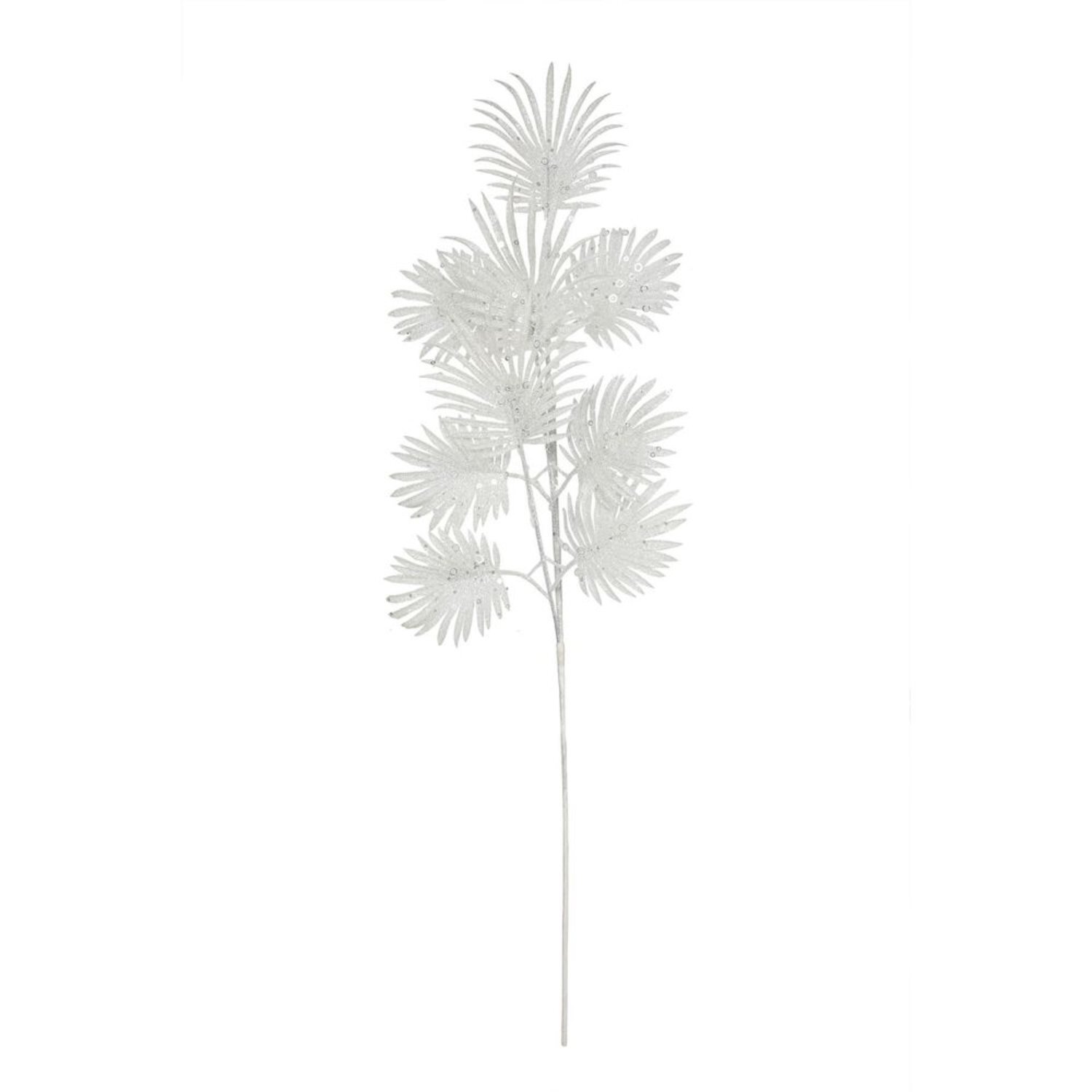 Kdmd Unisex White Glitter Feather Leaf Stem H75cm 2 Pack - Image 2