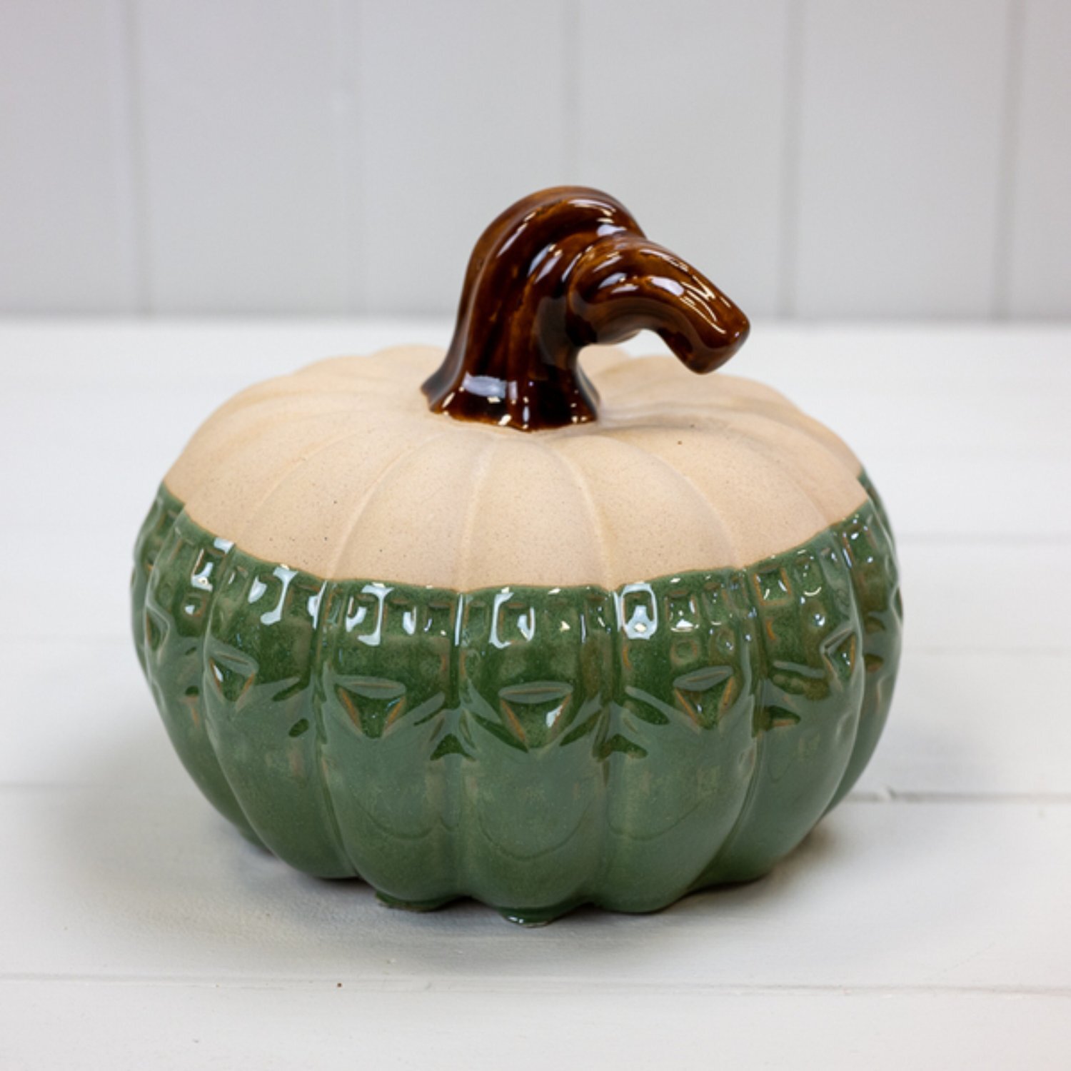  - Stylish Green Ceramic Pumpkin Ornament - Image 3
