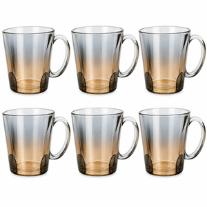 6 Piece 300ml Glass Mug Set Tea Coffee Cups with Handles