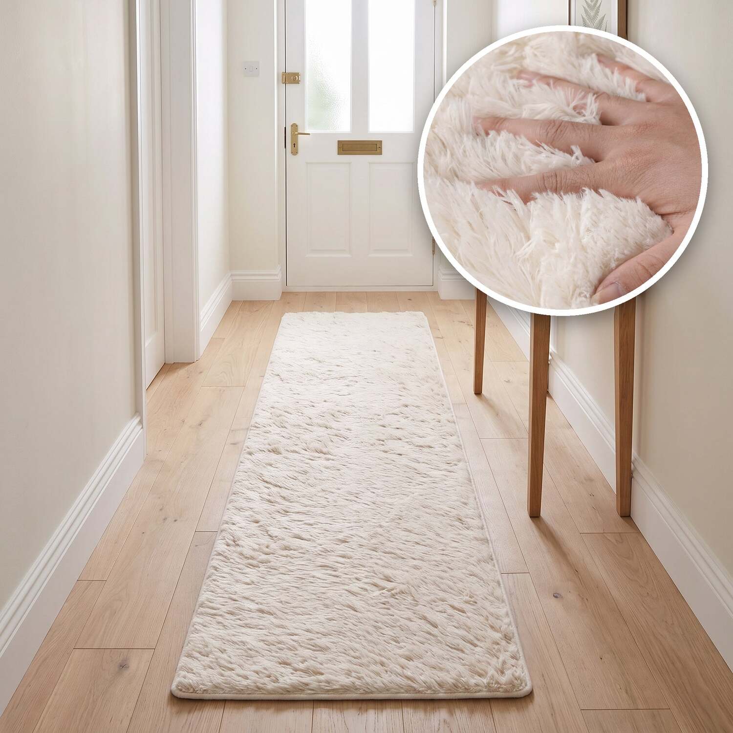 The Rugs Lush Shaggy Cream Rug - Cream / 80Cm / 280Cm / 0.57Kg