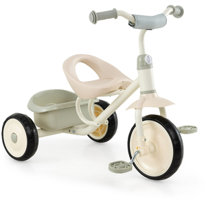 Costway 3-Wheel Kids Trike with Removable Rear Storage Basket-Green
