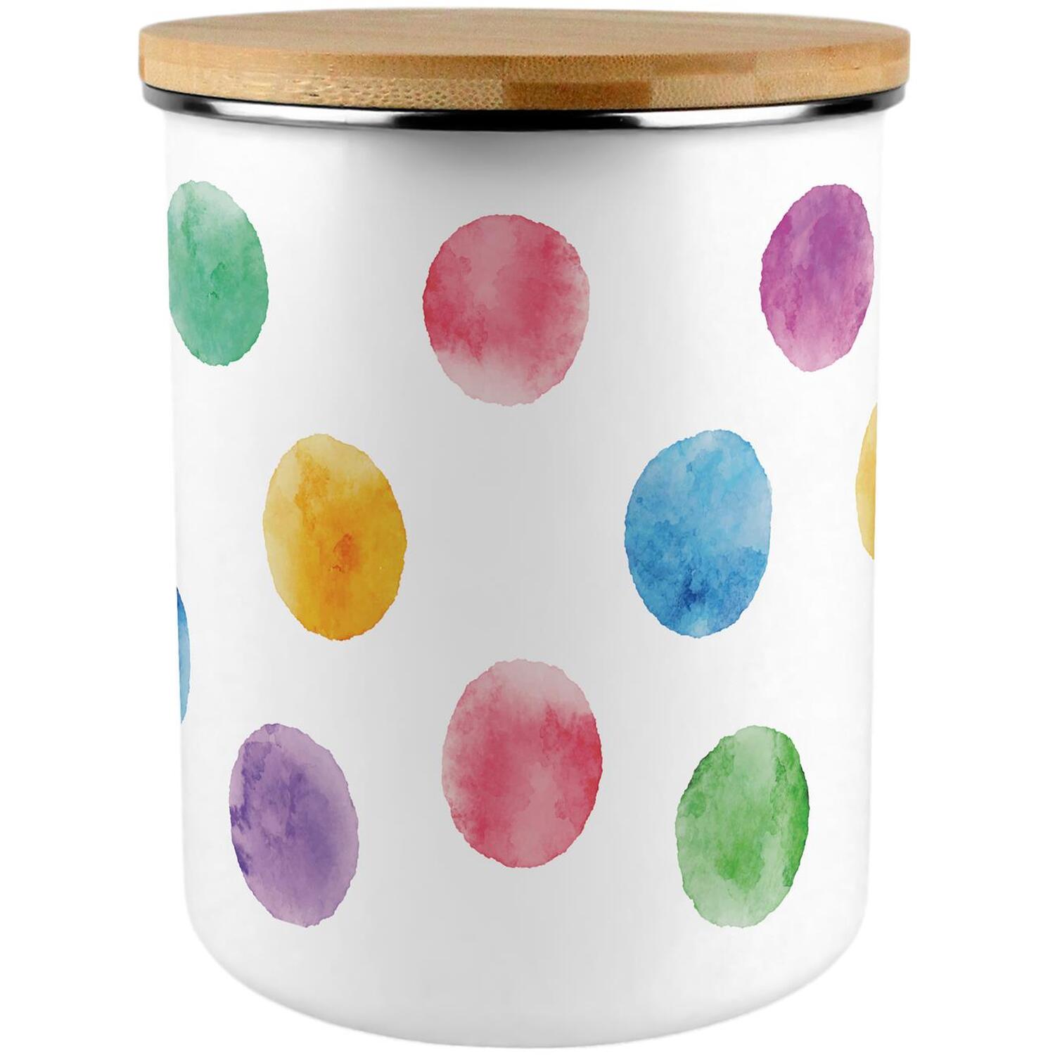 Polka Dots Print Storage Canister - XL Enamel Container Home Gift - Image 2