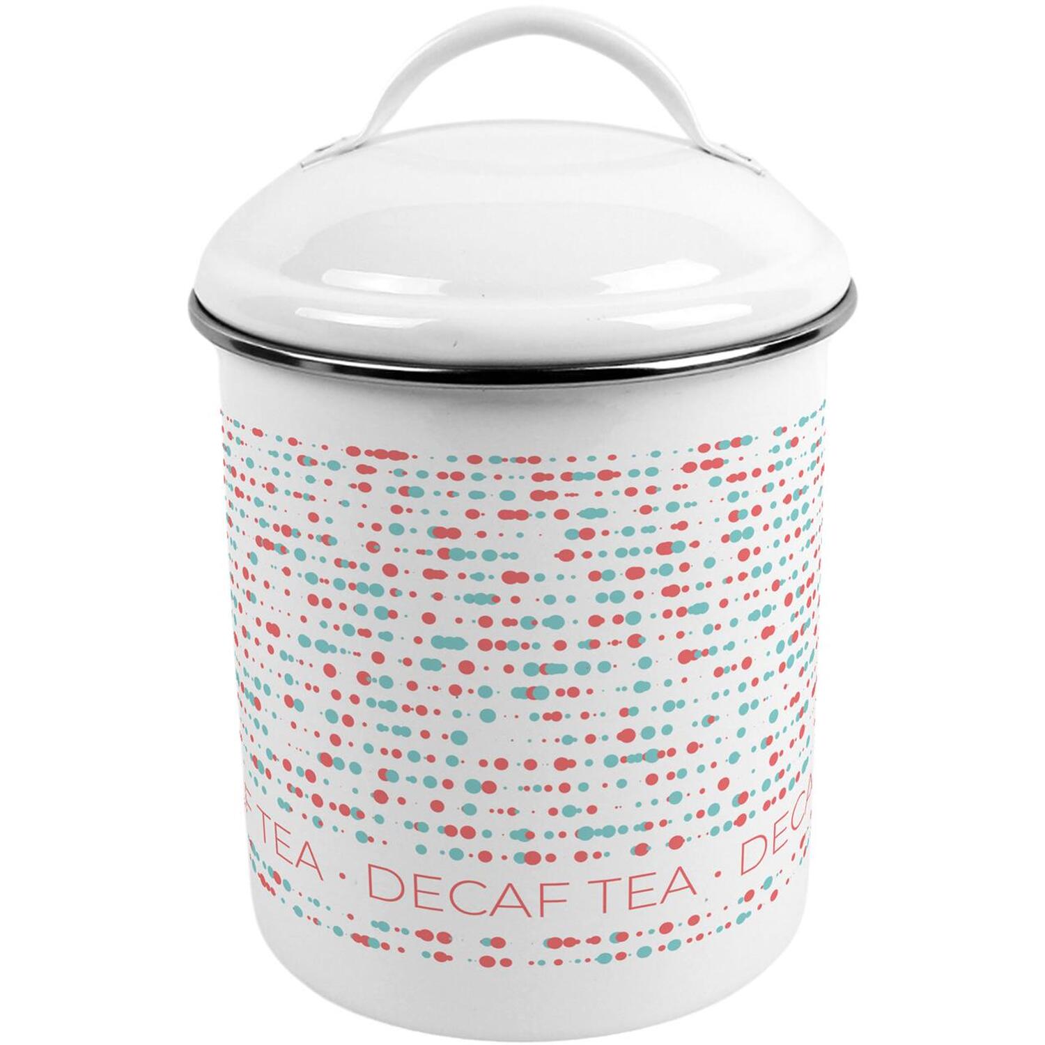 B&Q -  Retro Dots Decaf Tea CanisterMetal Kitchen Storage Container - Image 3