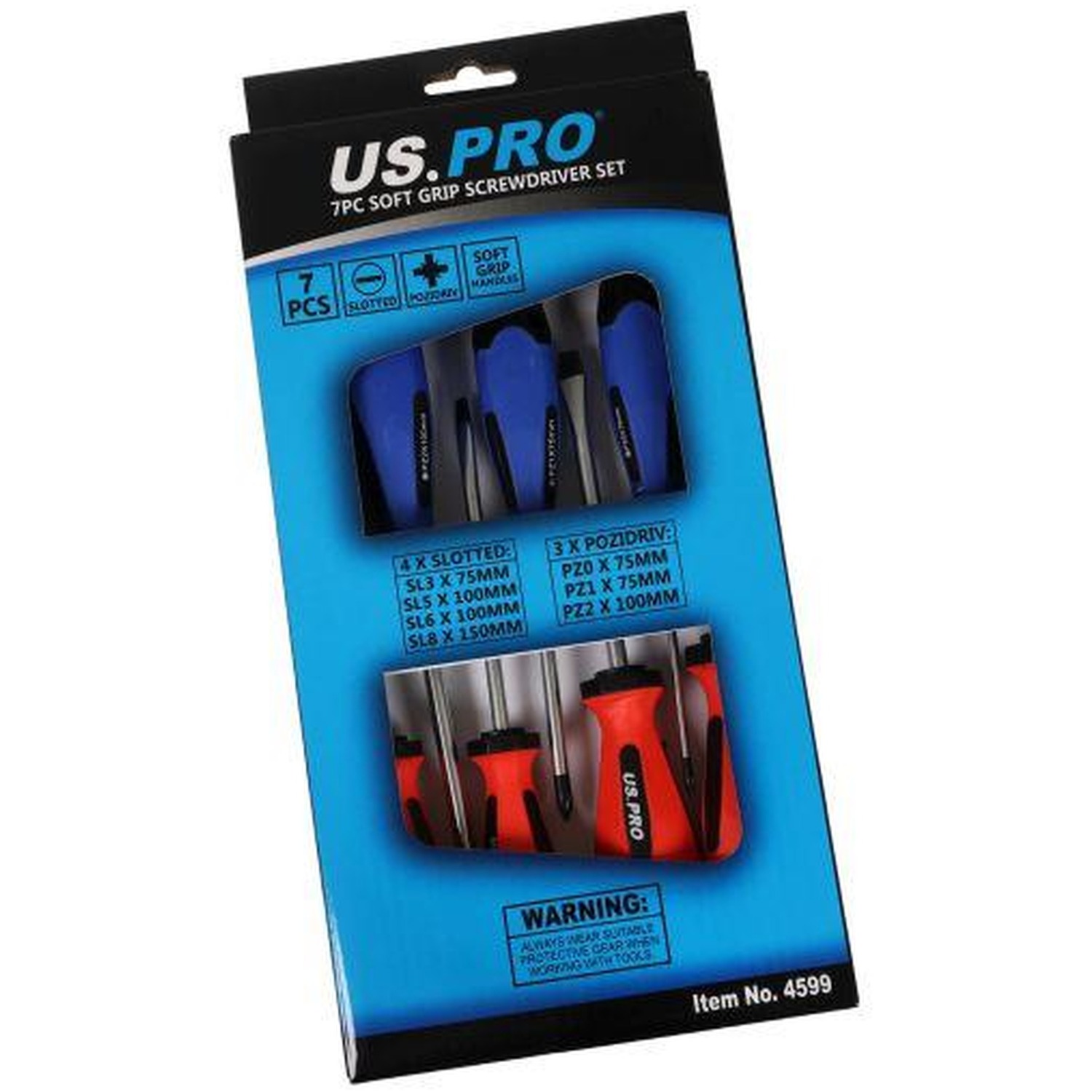 Us Pro Tools 7Pc Soft Grip Screwdriver Set- Pozi & Slotted 4599 - Image 3