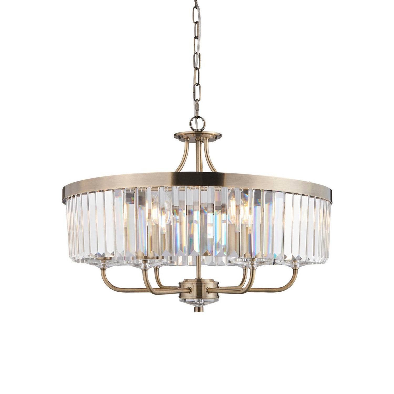 Merano Ascoli Pendant Light - Clear Cut Glass - Antique Brass - 1.5m - Image 3