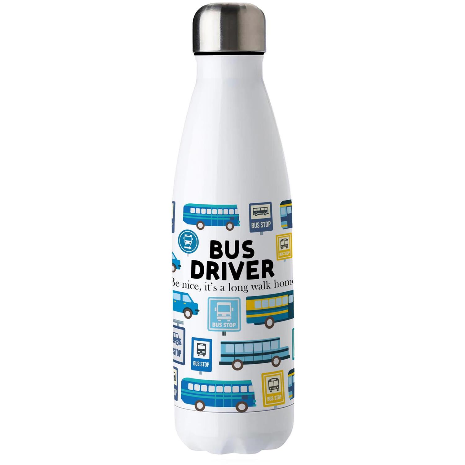 B&Q - Novelty Bus Driver Water BottleStainless Steel Double Walled 500Ml Metal Hot/cold Drinks Bottle Outdoor Gifts - Image 3