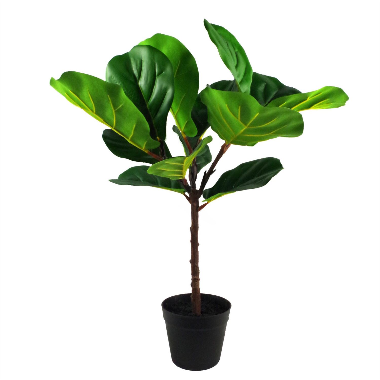 Leaf Design UK Artificial Plant Fiddle Fig Tree Plant Black Plastic Pot - Image 2