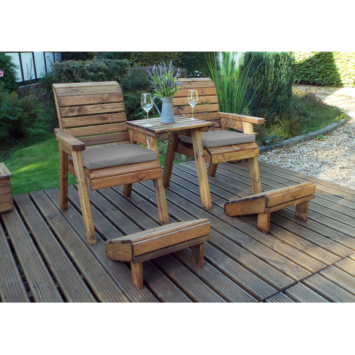 Charles Taylor Deluxe Lounger Set Straight with Seat Cushions - Grey