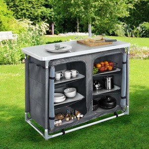 Foldable Camping Kitchen Storage Cabinet with Tabletop